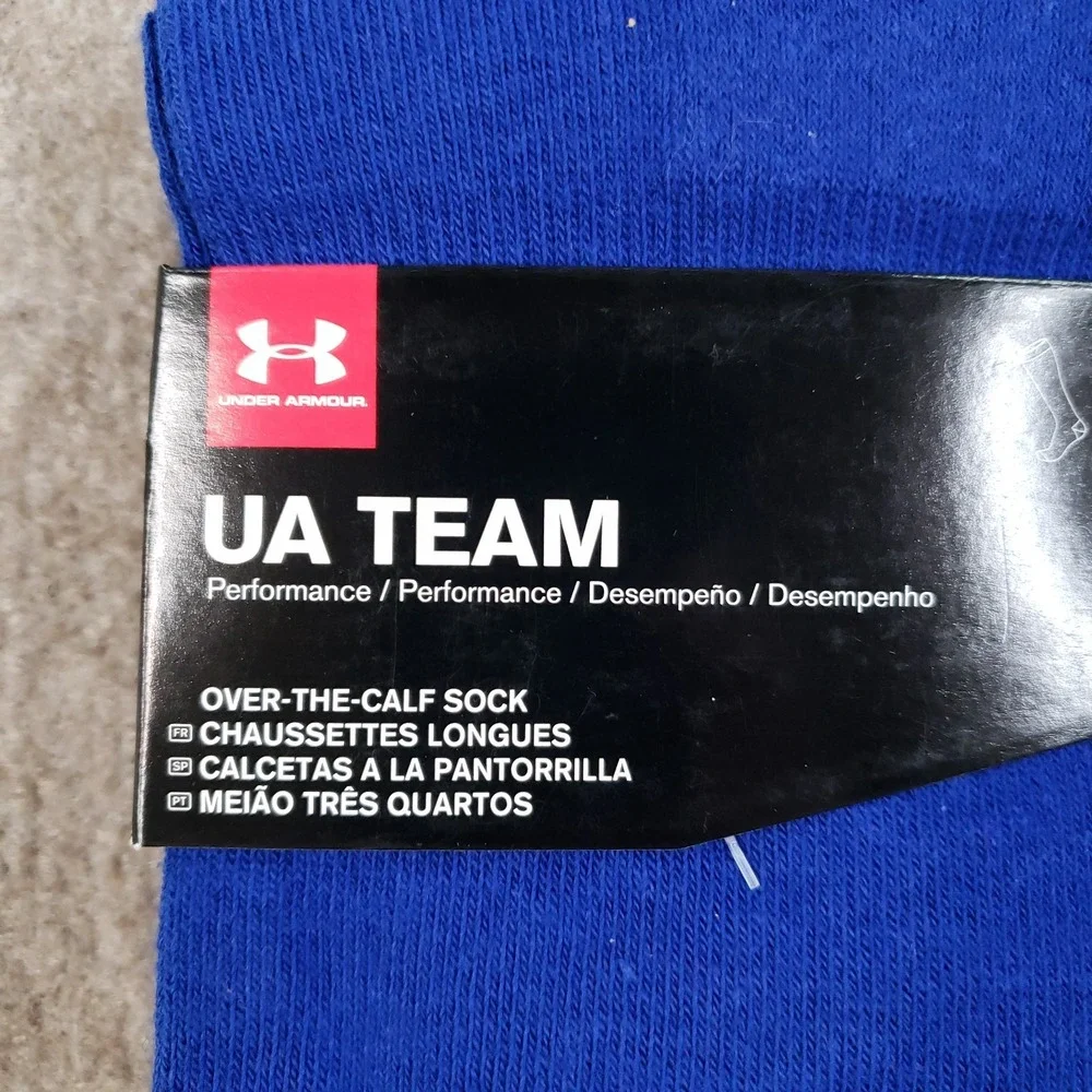 Lot of 2 Pairs Under Armour UA Team Socks Men's Size XL 13-16 Blue Over the Calf
